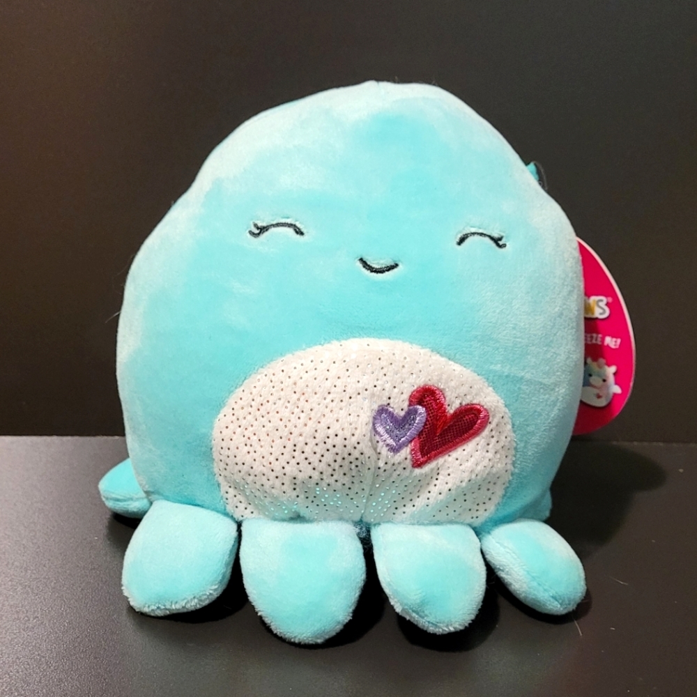 Olina the Turquoise Octopus 5" Squishmallow Valentine's Day with Hearts